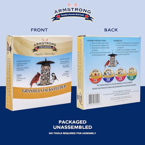 Armstrong Royal Jubilee Granola Stack Feeder, Black, 12 Inches - Durable, Weather-Resistant Hanging Bird Feeder for Granola Stacks & Seed Cylinders - Easy-to-Use Design for Attracting Wild Birds - style: Granola Stack Feeder
