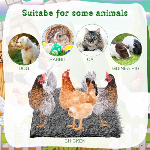 Zhengmy 12 Pcs Chickens Nesting Pads Set Nest Box Bedding Washable Nesting Pads for Chicken Coop, Artificial Grass Rug Carpet Synthetic Turf Mat, 12 x 12 x 1.2 Inches (Gray) - color: Gray