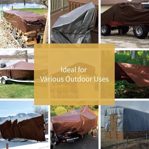 GUARD SHIELD Super Heavy Duty Brown/Silver Ploy Tarp Cover 10x10 Feet Waterproof Tarps 16mil Thick UV and Tear Resistant Tarpualin - color: Brown/Silver, size: 10x10