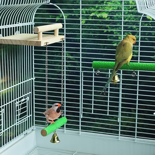 Bird Perches for Cage Wood Parrot Perch Stand Swing | Natural Wood Platform Bird Swing Bird Perch Stand Paw Grinding Stick for Parakeet Cockatiels Lovebirds Cage Accessories