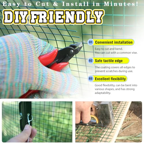 Hardware Cloth 1/2inx48inx100ft, Chicken Wire Fencing Vinyl PVC Coated Welded Wire Mesh Animal Coop Garden Plant for Rabbit Snake Rodents Foxes Groundhogs Poultry Netting Cage Farm Protection - color: Green, size: 1/2in 48in×100ft