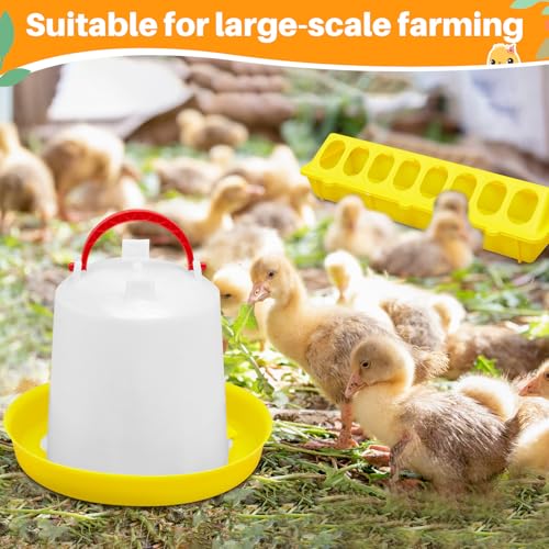 Funnymoom 12 Pack Chicken Feeder and Waterer Set Bird Small Poultry Feeder Flip Top Bird Small Poultry Feeding for Pigeon Chick Drinker Duckling Quail Feeding Dispenser(Yellow,8 Holes) - color: Yellow, style: 8 Holes