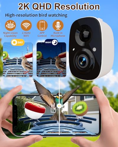 Smart Bird Feeder with Camera, AI Recognition, Solar Powered, 2K HD | Identify birds with AI, record sharp 2K videos, enjoy solar charging, night vision, smart alerts and IP66 outdoor durability. - color: Blue, size: With Stand
