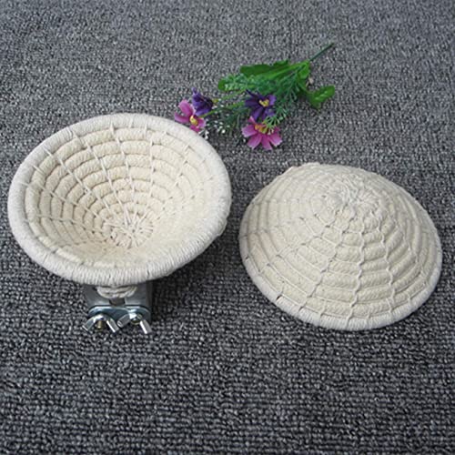 Bird Breeding Nest Bed Hut Toy with Warm Comfortable Mat Handmade Cotton Weave Hemp Rope Hatching Hut Cave Cage Accessories for Parakeet Conure Cockatiel Canary Finch Lovebird Budgie (A: COTTON) - color: A - Cotton