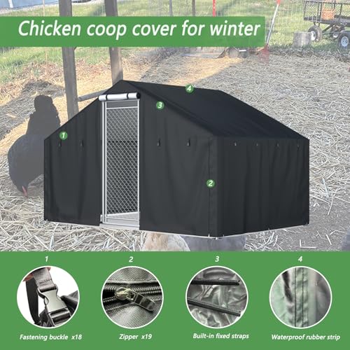 Chicken coop Cover, Waterproof in Winter. Suitable for Rooftop Chicken coops, Full Coverage. Black (No Chicken coop - size: 118.0"L x 78.0"W x 78.0"H