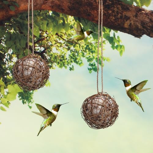 Toddmomy 2Pcs Bird Nest Material Balls Hanging Bird Nesting Material for Outdoor Wild Birds Hummingbird Nesting House for Outside 3.14In Garden Watching