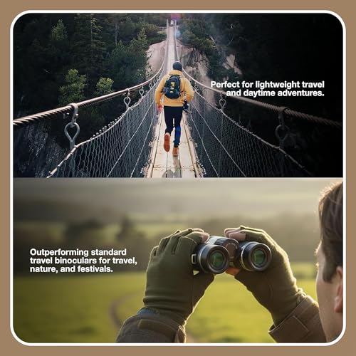 ZOOMR 10x34 Binoculars for Adults, BAK4 Prism - Light Brown - color: Light Brown