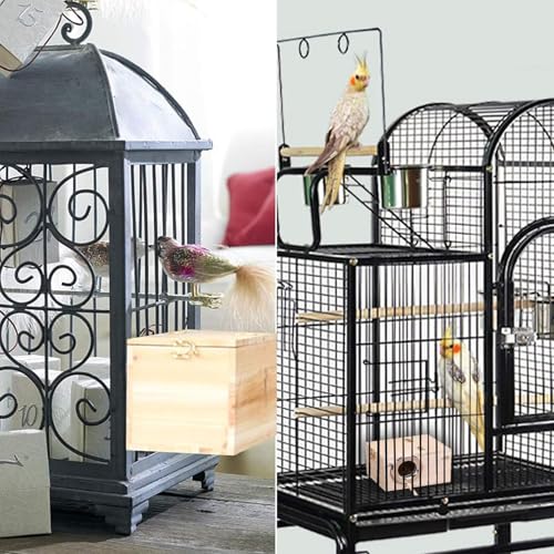 Parakeet Nesting Box, Bird Nest Breeding Box Cage Wood House for Finch Lovebirds Cockatiel Budgie Conure Parrot (M:9.8"×5.1"×5.3") - size: Medium: 9.8" x 5.1" x 5.3"