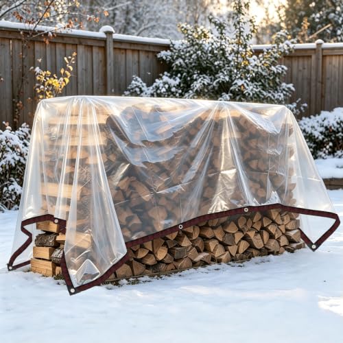 Clear Tarps Heavy Duty Waterproof 5x6ft Plastic tarps for Chicken Coop | With grommets，Transparent，Anti-Tear，Porch cover - size: 5x6ft