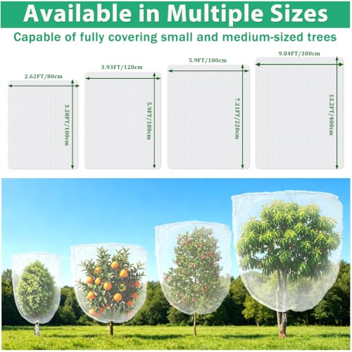 Bird Netting for Garden Protection, 2 Pack 7.21Ft x 5.9Ft Garden Netting | Reusable Fruit Tree Netting, Blueberry Netting, Fine Mesh with Zipper, Drawstring & Lock Buckle, Keeps Birds & Insects Away - size: 2 Pack 7.21Ft x 5.9Ft