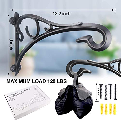 Hanging Plant Bracket,Heavy Duty Artistic Garden Hook (13 Inches/2 Pack) Thicker More Durable Rust-Resistant, for Hanging Bird Feeders,Lanterns,Potted,Outdoor Indoor Brackets Hooks