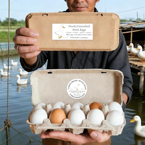Fresh Farm Egg Packaging Set Unwashed Eggs Sticker Please Return Carton Label Double-Sided Handling Instruction Cards for Business Eggs Care (Duck Egg) - style: Duck egg