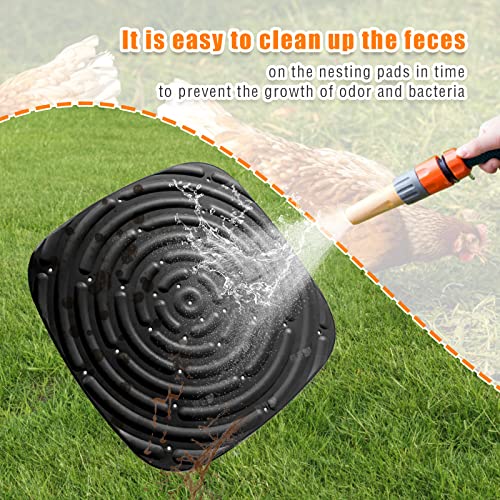 Skimzy Chicken Nesting Box Pads, 12 x 12 in Washable Reusable Nest Box Liners, 4-Pack, Breathable Drainage Design, Black