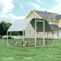 4ever2buy Metal Chicken Coop, 9.2x6.3 FT Walk-in Chicken Run Pen Poultry Cage, Water-Resistant & Anti-UV Cover, Large Chicken Coop for 6-8 Chickens - size: 110.3"L x 74.8"W x 76.8"H