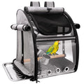 Bird Carrier Bag with Perch, Bird Travel Carrier Backpack with Stainless Steel Plate and Mesh, Portable Transparent Parakeet Travel Cage with Feeder Cups for Small Birds Parakeet Parrot