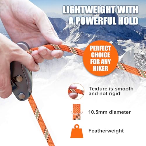 X XBEN Outdoor Climbing Rope 10M(32ft) 20M(64ft) 30M(96ft) 50M(160ft) 70M(230ft) 152M(500FT) 352M(1000FT) Static Rock Climbing Rope for Escape Rope Ice Climbing Equipment Fire Rescue Parachute - color: Orange, size: 2/5 Inch x 64 Feet