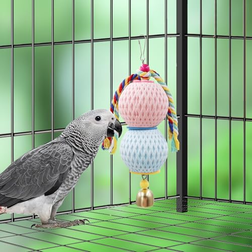Bird Beak Grinding Stone, Parrot Chew Toys with Bells, Bird Toys, Cage Accessories for African Grey, Budgies, Amazon Parrots, Cockatiels, Lovebirds, Conures, Quakers, Small to Medium Birds