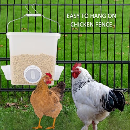 Automatic Chicken Feeder Chicken Feed Container Hanging Chicken Feeder Rainproof Poultry Feeder Bucket (Frosted) - color: Frosted