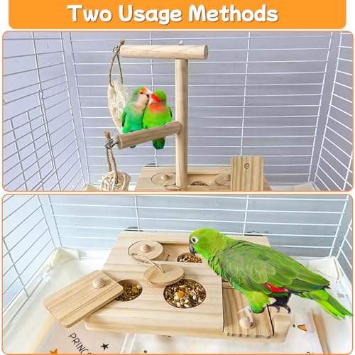 Bird Foraging Toys Parrot Enrichment Puzzle Toy Bird Playground Exploring Platform with Perch Chewing Toy for Small Birds Parakeet Cockatoo Budgie