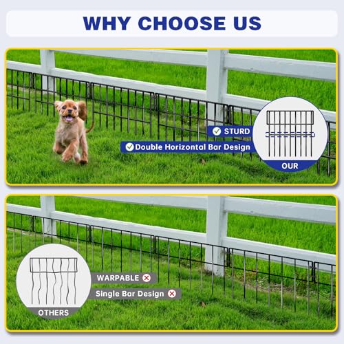 35 Panels Garden Fence Animal Barrier, 38 Ft(L) X 13 in(H) No Dig Fence for Dogs, Upgrade 1.2in Gap Garden Border Ground Defense, Rustproof Metal Outdoor Wire Fencing for Dogs, Rabbits - size: 35 Panels 38ft x 13in