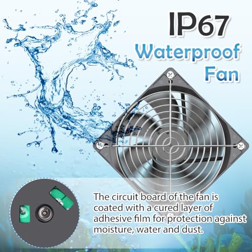 GDSTIME 120mm x 25mm 12V DC IP67 Waterproof Fan 2Pin Dual Ball High Speed | Brushless, Replacement for RV Fridge, Ice Maker, Wine Cooler, Mini Greenhouse, Outdoor Cabinet Cooling -120x120x25mm, 2500RPM - size: 120x25mm