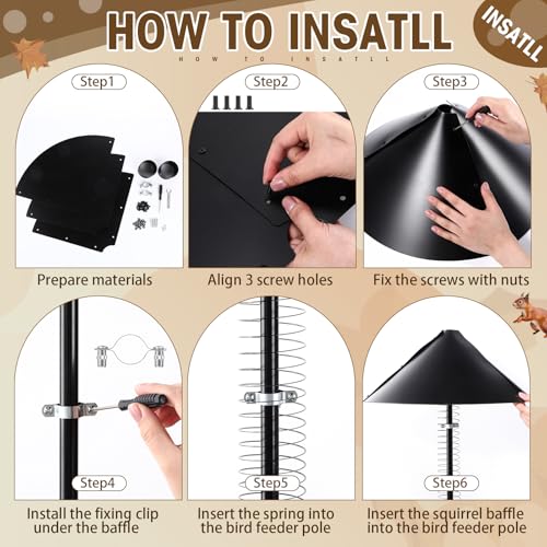 2 Set 19 Inch Squirrel Baffle and Squirrel Barrier Spring Device Metal Coil for Bird Feeder Pole, Outside Pole Mount Stopper & Bird House Guard for Outdoor Shepherd Hooks (Black) - color: Black