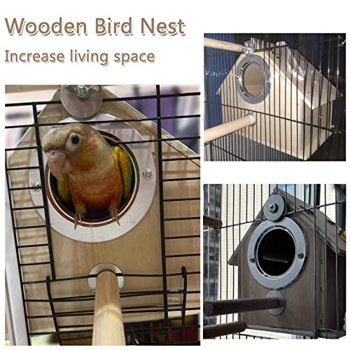 Hamiledyi Bird Nesting Box, Parakeet Breeding Box Wood Parrot Nesting House Cockatiel Mating Aviary Cage Box for Parakeet Budgie Conure Lovebirds