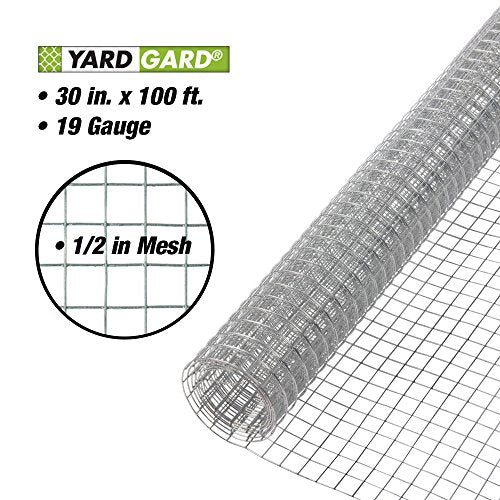 YARDGARD 1/2 Inch Mesh Welded Wire Fence, Hardware Cloth, 19 Gauge Galvanized Steel for Garden Protection, Cage Fencing, Chicken and Rabbit Barriers, and Crafts, 30 Inches x 100 Feet - size: 30 Inches x 100 Feet