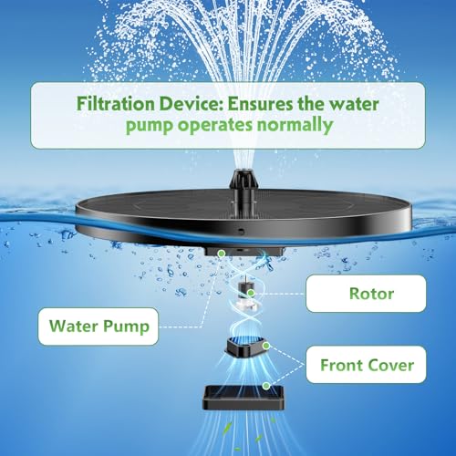 AISITIN 3.8W Solar Fountain for Bird Bath, 2026 Newly Solar Fountain Pump | Multiple Nozzles, 4 Anti-Drift Fixed Pipes, Attract Birds, Solar Bird Bath Fountain for Garden, Fish Tank, Small Pond, Yard