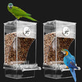 Automatic No Mess Bird Cage Feeder Acrylic Transparent Parrot Feeders | 2Pack Parakeet Food Container Cage Accessories for Small and Medium Lovebirds Canary Cockatoo Cockatiel Finch - color: Transparent