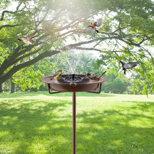 Metal Bird Bath for Outside, 36.2" Height Birdbath Bowl Standing Bird Feeders for Outdoors with 4 Prongs Base Stake, Freestanding Birdfeeders for Garden Yard Lawn Decor (Brown) - color: Brown