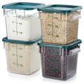 4 Pack Food Storage Container with Green Lid - NSF Commercial Grade in 4.0 Qt - Square, Clear, Polycarbonate - color: 4.0 Qt 4-Pack(Green Lids)