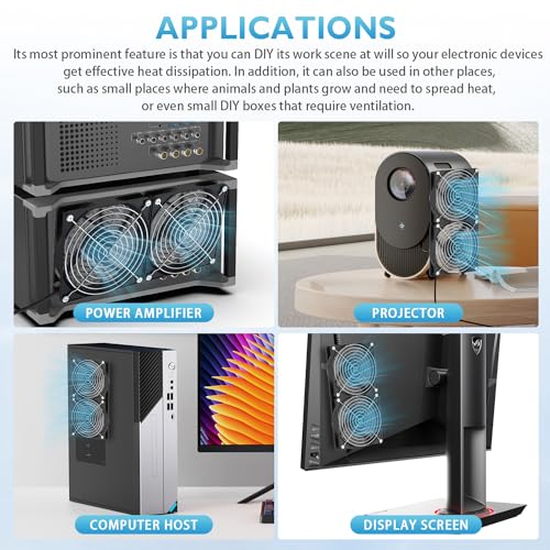 2 x 120mm 240mm Computer Fan with AC Plug 110V/220V to DC 12V Power Supply, Speed Controller 3V-12V Adjustable, for PC Case/Server/Cabinet/Workstation/Small Box Exhaust Cooling - size: 2x120mm