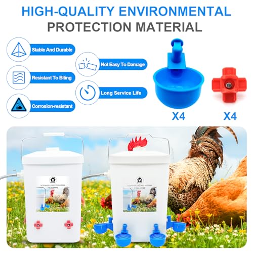Automatic Chicken Waterer Float Controlled, 3 Gallons Poultry Waterer Dispenser with Hose Attachment, Poultry Automatic Drinking Accessories for Chicks, Duck, Goose, Turkey - size: 3 Gallon with water cup