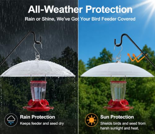 16-Inch Widened Bird Feeder Cover,Hummingbird Feeder Rain Guard,Squirrel Baffle for Bird Feeders,Squirrel-Proof for Wide Outside Tree Trunk or Eave,Gift for Wumen Translucent,2 Pack - color: Clear, size: 16''/2P