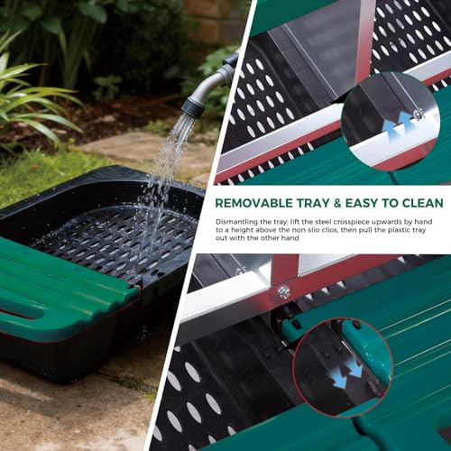 4 Hole Chicken Nesting Boxes, Weatherproof Galvanized Steel Chicken Egg Laying Box with Automatic Rollout Egg Collection, 2-in-1 Handle Perch, Easy Clean & Quick Assemble for Chicken Coop - color: Green, size: 4 holes 2 layers