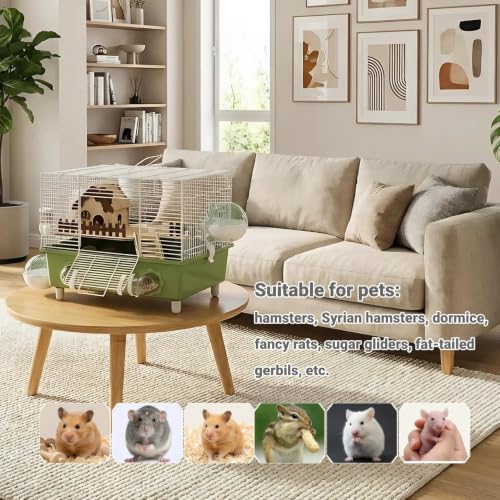18.5" Bite-Proof Metal Hamster Cage, Fully Equipped, Easy Clean | With Running Wheel, Hideout, and Platform – a Small Animal Cage Suitable for Dwarf Hamsters, Mice, Rats, and Guinea Pigs
