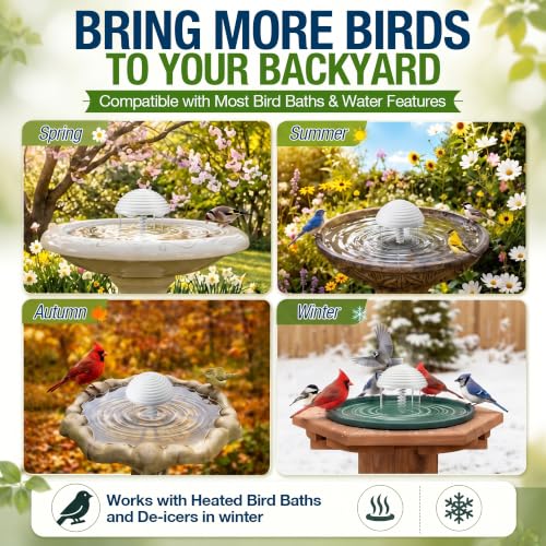 Bird Bath Water Circulator with 2 D-Cell Batteries, Quiet Waterproof Bird Bath Agitator, Birdbath Bubbler Keeps Water Moving & Attracts Birds for Outdoor Patio Garden(Spiral Paddle) - style: Spiral Paddle