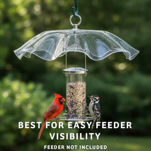 Birds Choice Weatherguard Bird Feeder Dome | 13in Rain Cover | Clear | Polycarbonate Cover for Small Hanging Feeders, Helps Keep Seed Dry, Not a Squirrel Baffle - color: Clear