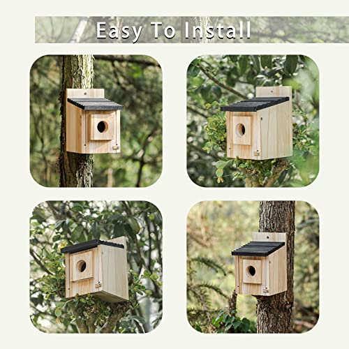 Birdhouse for Outdoors Clearance, Wooden Bluebird House for Outside, Weatherproof Hanging Bird Nesting Box for Finch, Cardinal, Wild Bird Watching (Easy Clean, Ventilated)