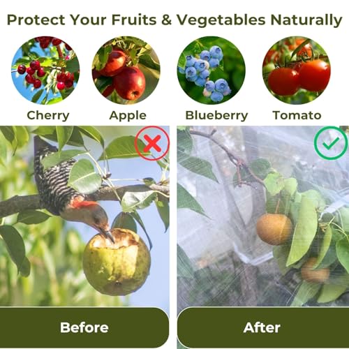 15ft x 15ft Fruit Tree Netting Cover with Zipper & Drawstring, Insect Bird Barrier Netting for Garden Protection, Ultra Fine Mesh Garden Netting, Extra Large - size: 15 x 15 ft(1 Pack)