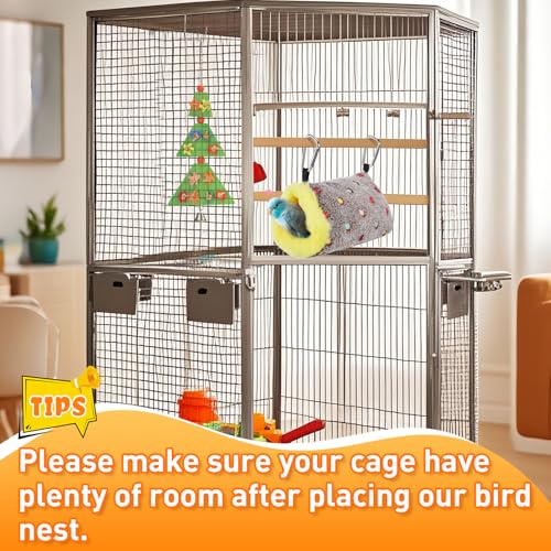 MEWTOGO Small Winter Warm Bird Nest for Cage - Comfortable Birds Bed with Support Plate, Hanging Shed Hideaway Hammock Hut Gift for Budgerigar Canaries Lovebirds - size: Small