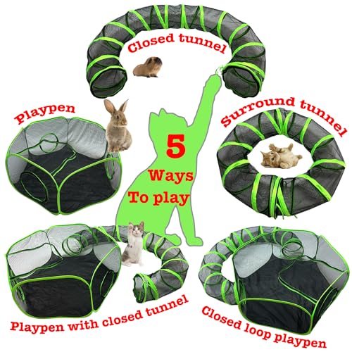 Small Animal Playpen Guinea Pig Hedgehog Cage Rabbit Cage with Fun Surround Tunnel Breathable & Transparent Pop Open Exercise Yard Fence with Top Cover Anti Escape - color: Upgrade