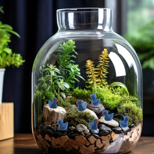 100 Pcs Mini Resin Ducks Tiny Ducks Miniature Duckies Bulk Figures for Garden Micro Landscape Home Prank Game Micro Landscape Aquarium Dollhouse Ornament DIY Handmade School (Dark Blue) - color: Dark Blue