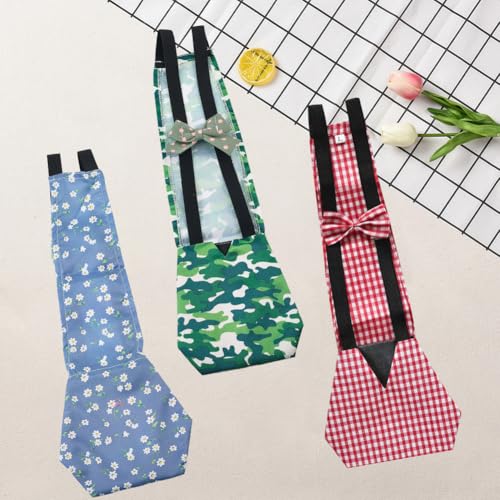 CREATCABIN 3Pcs 3 Styles Indoor Chicken Diaper Pet Duck Diapers Polyester Washable Waterproof Adjustable Reusable Ducking Clothes with Bow Tie for Real Chickens Birds Accessories 15.35 x 5.9 Inch