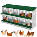 Garvee 10-Compartment Metal Chicken Nesting Box, Rustproof Galvanized Steel with Ventilated Holes, Removable Trays & Sturdy Bracket Legs, Easy Egg Collection - Green - color: Green, size: 10 Compartments