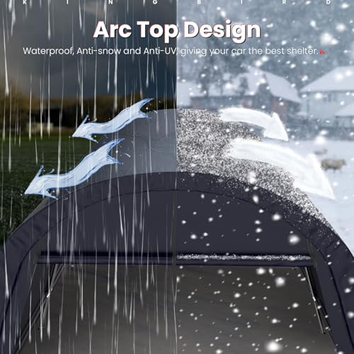KING BIRD 12' x 20' Round Carport Heavy Duty with Roll-up Ventilated Windows for SUV, Full-Size Truck and Boat, Car Canopy Outdoor Boat Shelter with Reinforced Ground Bars - size: 12'X20’
