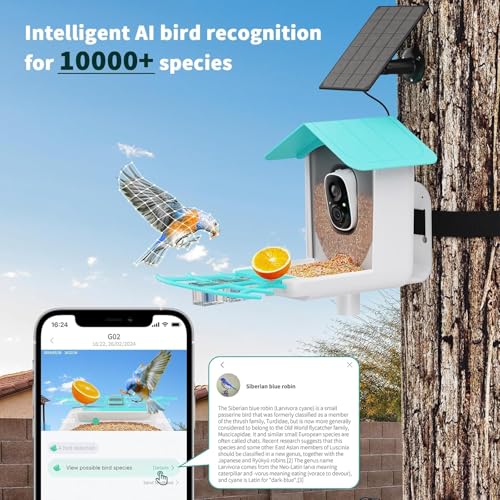 VicoHome Bird Feeder with Camera - AI Bird Recognition, Solar Powered Outdoor Birdhouse Cam with Night Vision, Motion Alerts, App Control, Cloud & SD Storage, IP65 Waterproof, 2K HD Live View, Wi-Fi