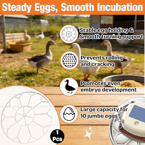 JGT360 Goose Egg Turner Tray Compatible with Nurture Right 360 Incubator | 10 Egg Capacity Large Goose Egg Turner Tray for Incubating Geese and Other Poultry, Smooth Turning Support, Premium Material