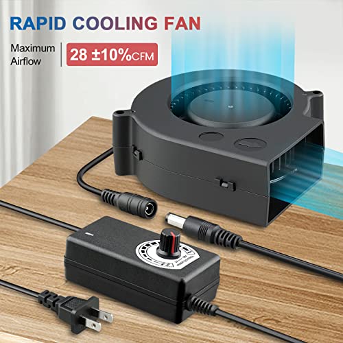 97mm x 33mm Small Centrifugal Blower Cooling Fan, Dual Ball 12V | with 110V–220V AC Variable Speed, High CFM Squirrel Cage Fan for Car Amp,Electronic Ventilation, DIY Inflatable Replacement - style: 97mm X 33mm